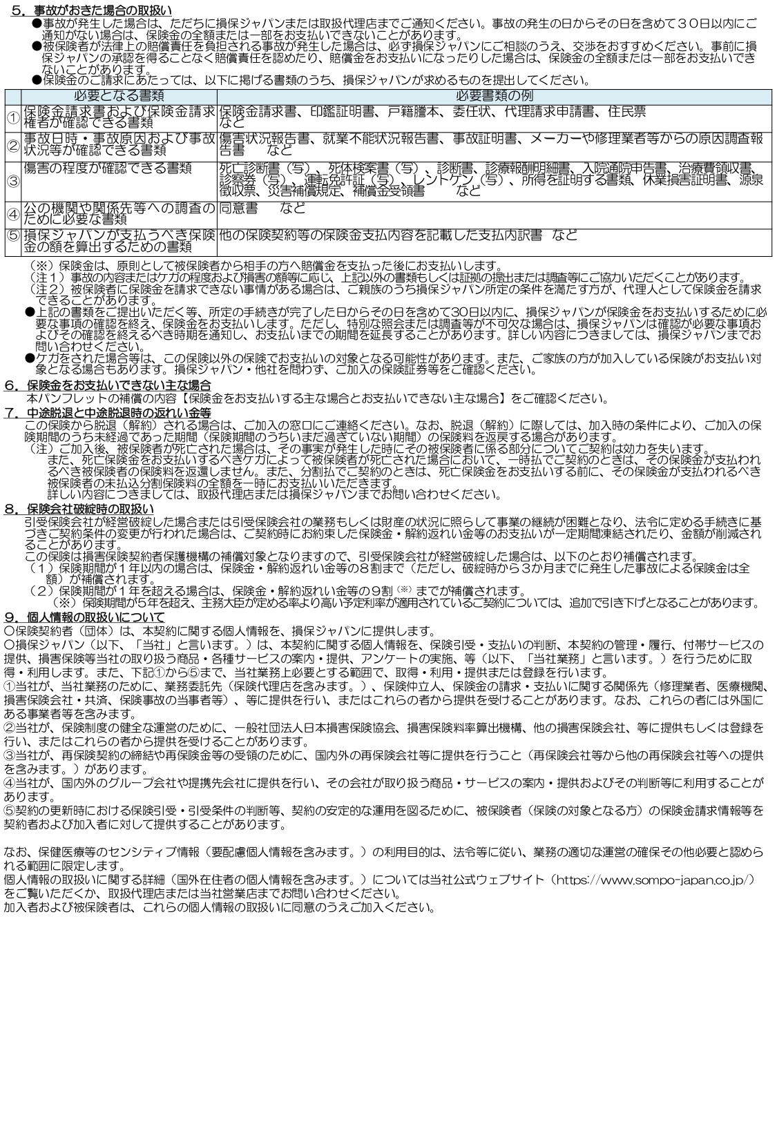 保育士賠償責任保険 重要事項等説明書
